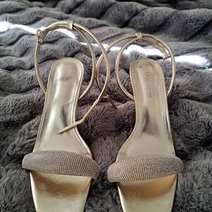 Modatope Gold Strappy Heels